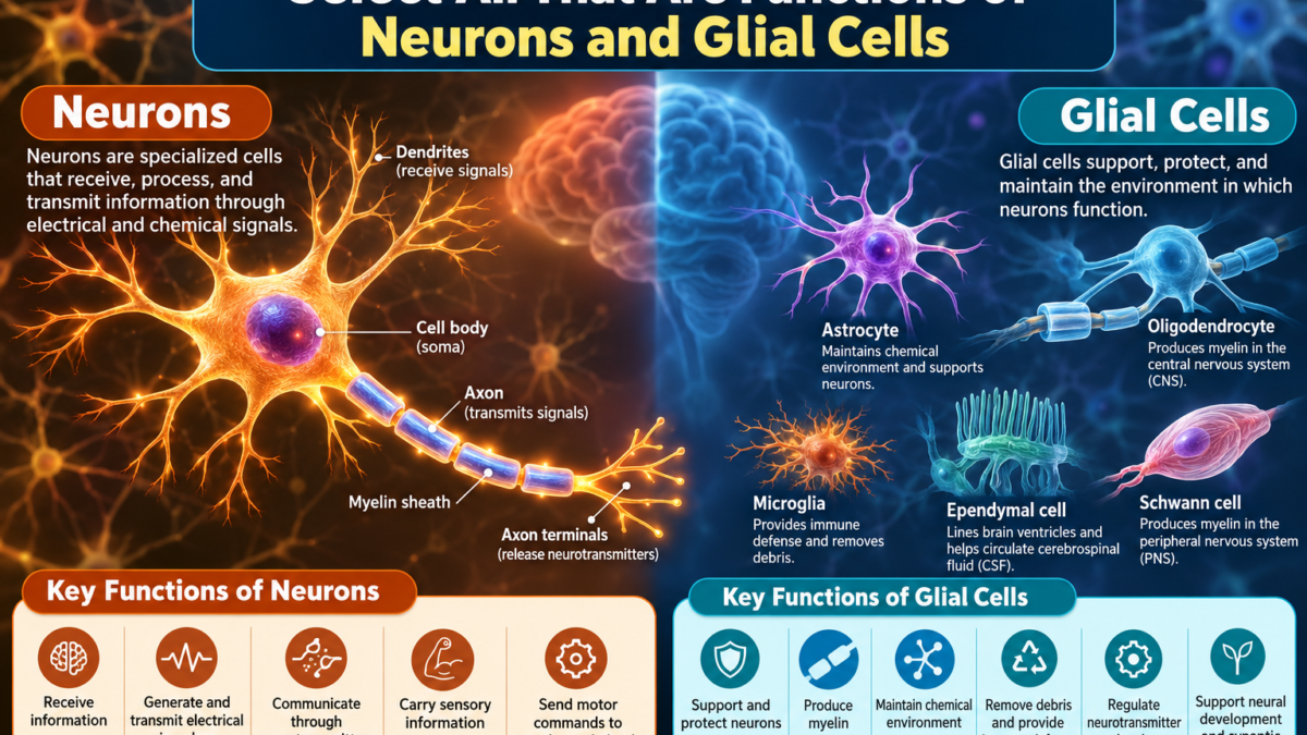 Select All That Are Functions of Neurons and Glial Cells