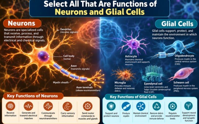 Select All That Are Functions of Neurons and Glial Cells