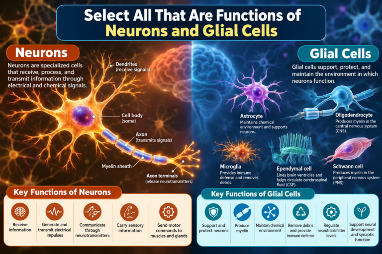 Select All That Are Functions of Neurons and Glial Cells